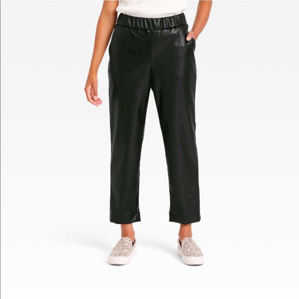High-Rise Faux leather ankle pull on pants